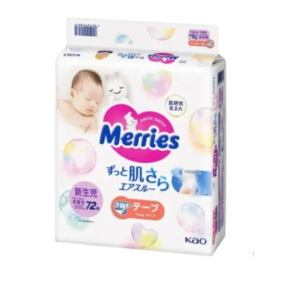 MERRIES – japońskie pieluszki, NB, 0–5 kg, 72 szt.