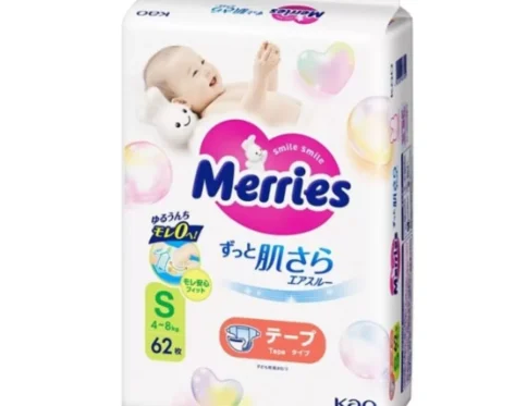 MERRIES – pieluszki, S, 4–8 kg, 62 szt.