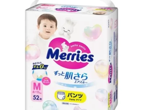 Japońskie pieluchomajtki MERRIES, M, 6–11 kg, 52 szt.