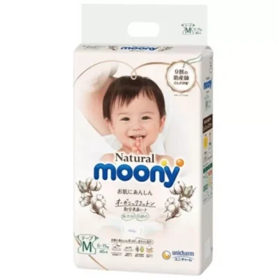 Japońskie pieluchy MOONY NATURAL, M, 6–11 kg, 46 szt.