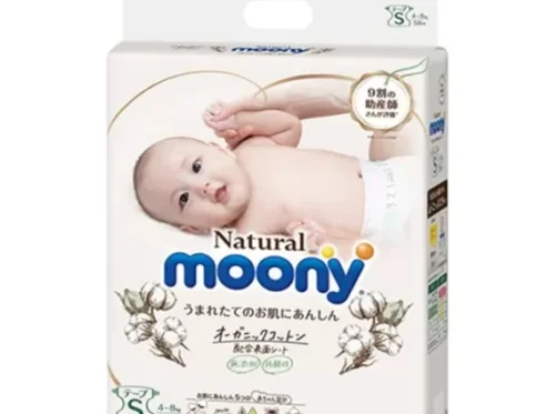 MOONY NATURAL – japońskie pieluszki, S, 4–8 kg, 58 szt.