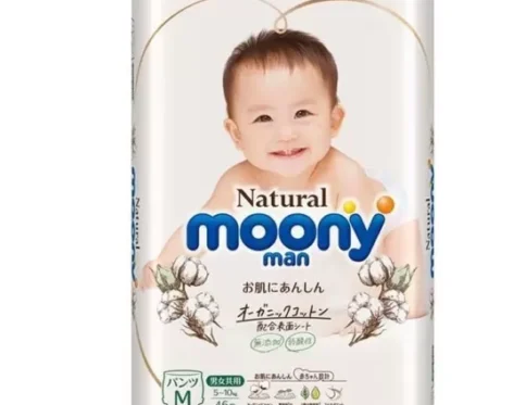 Japońskie pieluchomajtki MOONY NATURAL, M, 5–10 kg, 46 szt.