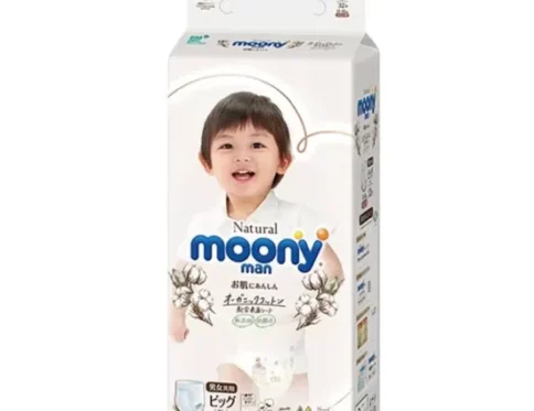 Japońskie pieluchomajtki MOONY NATURAL, rozmiar XL, 12–22 kg, 32 szt.