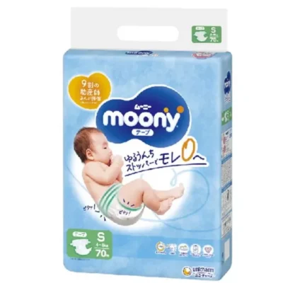 MOONY – japońskie pieluszki, S, 4–8 kg, 70 szt.
