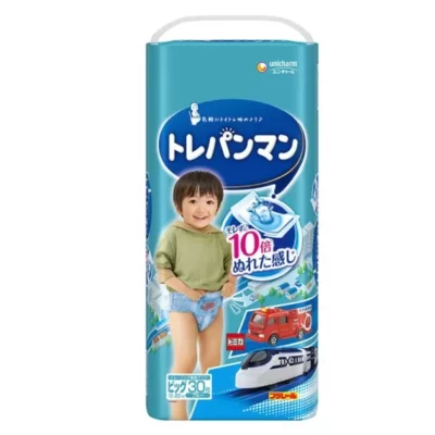 Japońskie pieluchomajtki treningowe MOONY, rozmiar XL, 12–22 kg, dla chłopców, 30 szt.