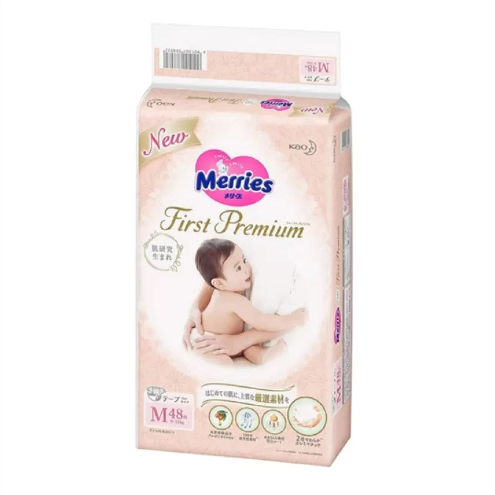 „Merries First Premium“ pieluchy, rozmiar M (6–11 kg), 48 szt.