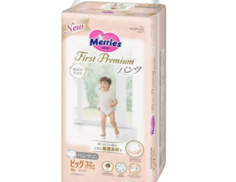 MERRIES First Premium pieluchomajtki, rozmiar XL, 12–22 kg, 32 szt.