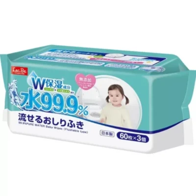 Lec.Be – 99,9% biodegradowalne chusteczki nawilżane dla niemowląt z kolagenem, 60 szt.