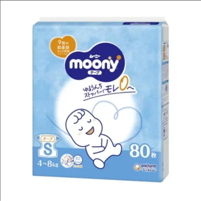 MOONY – japońskie pieluszki, S, 4–8 kg, 80 szt.