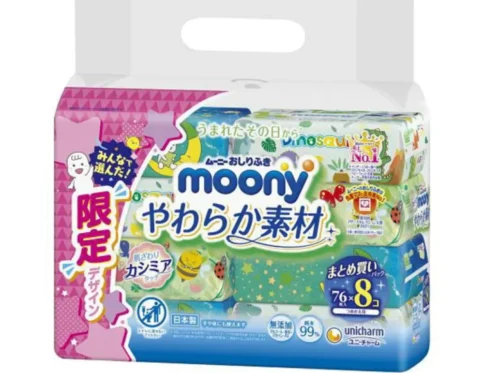 Moony – zestaw chusteczek nawilżanych, 8×76 szt.