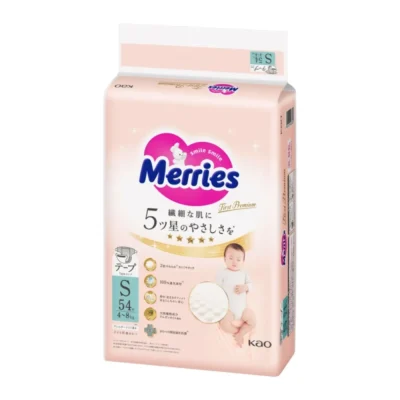 MERRIES First Premium – pieluszki, S, 4–8 kg, 54 szt.